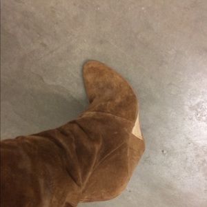 Tan suede knee high boots